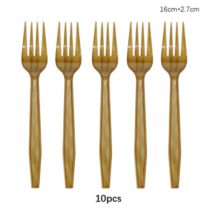 Disposable Knife Fork Spoon Cutlery Set Pink Blue Disposable Tableware Birthday Party Decorations Wedding Baby Shower Supplie