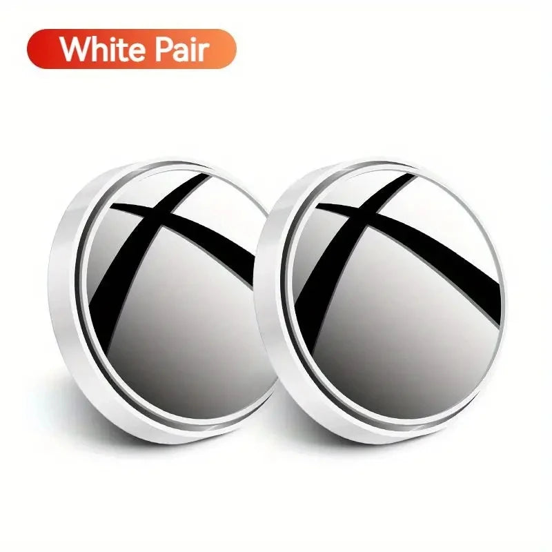 A Pair of 360-Degree Adjustable Wide-Angle Blind Spot Mirrors, Reversing Mirrors, and Rearview Mirrors - WHITE