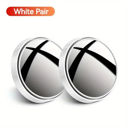 A Pair of 360-Degree Adjustable Wide-Angle Blind Spot Mirrors, Reversing Mirrors, and Rearview Mirrors - WHITE