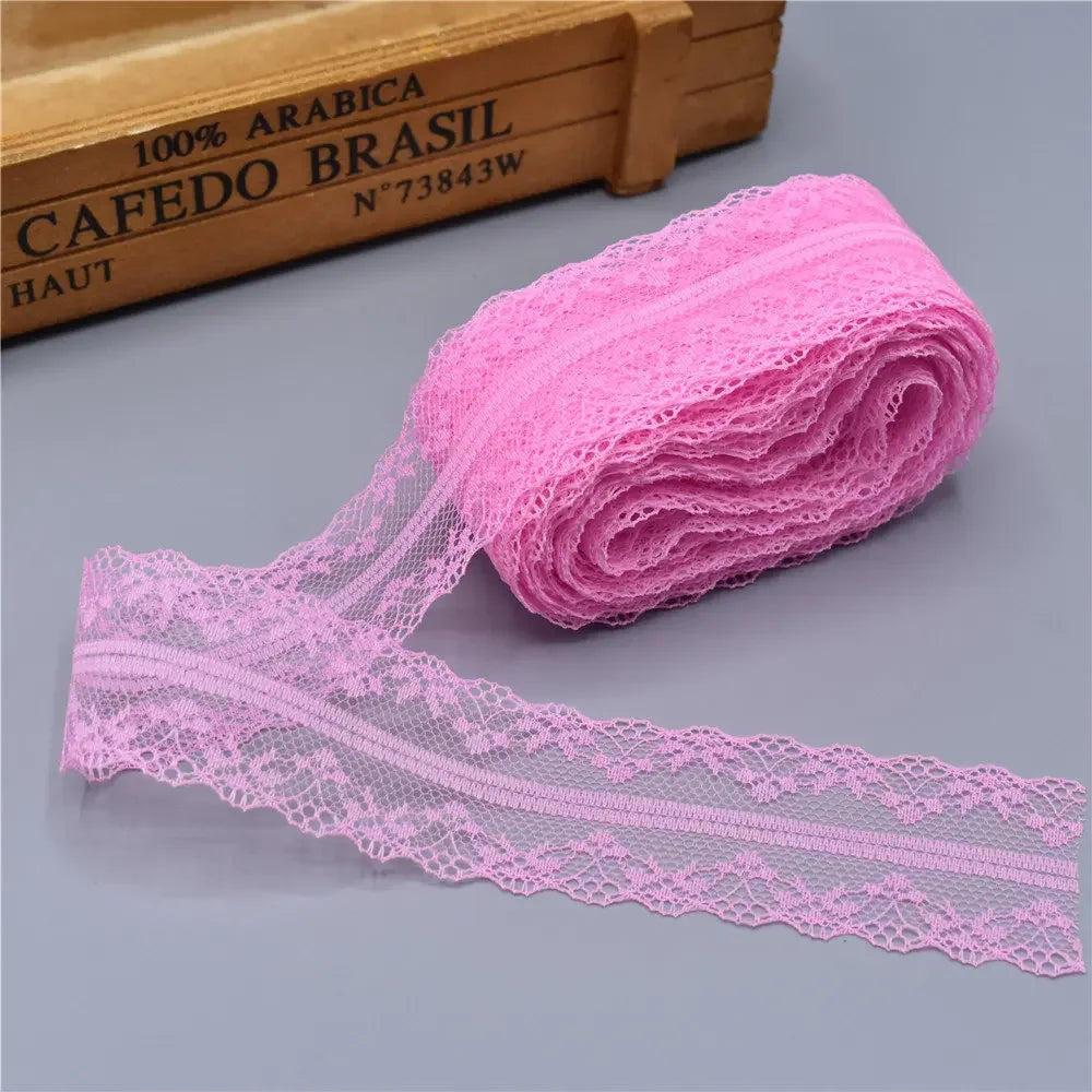 10Yards Lace Ribbon 40mm Wide White African Lace Fabric for Sewing Clothes Embroidered Lace for Crafts Trim Underwear Diy Tul