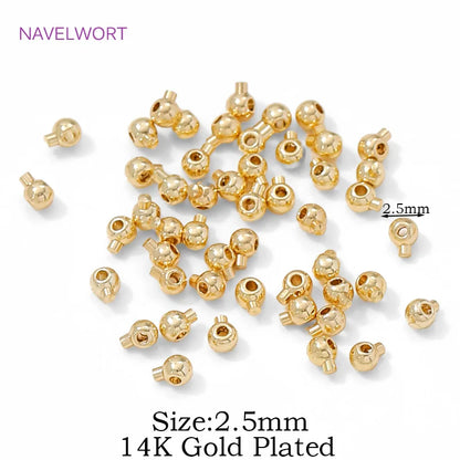 18K Gold Plated Round Crimp End Bead,Brass Crimp Beads For Jewelry Making Supplies,Lamps For Jewelry,DIY Bracelets Accessorie