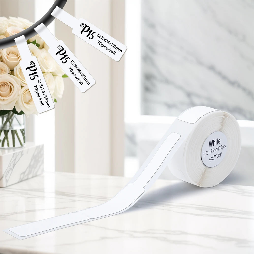 1PK Marklife P15 Printer Label Sticker 12x40mm 15x30mm 15x50mm Thermal Label Paper Compatible with P15 P12 P11 D30 Q30 Labele