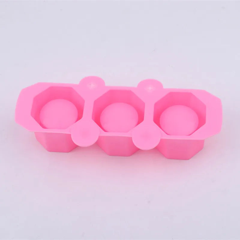 3 Holes Round Geometric Polygonal Concrete Silicone Flowerpot Mold Cactus Cement Pot DIY Clay Craft Bottle Mould Decoration -