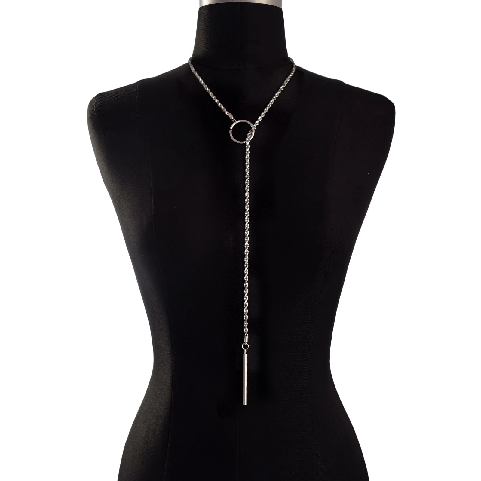 Minimalist Bar Lariat Necklace Twist Wrap Slip Chain Choker Toggle Necklace Layering Statement Goth Punk Jewelry