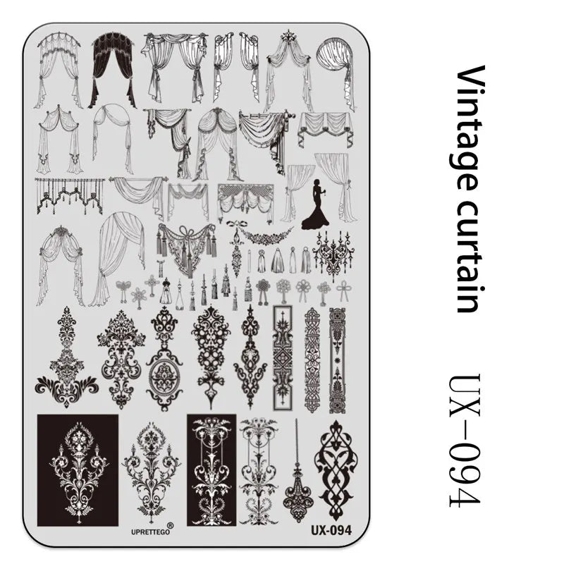 UX Serial 2 Stainless Steel Stamping Plate Template Abstract Vintage Fabric Texture Pattern Xmas Halloween Floral LaceUX52 - 