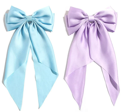 Solid Color Bow Ribbon Hair Clip New Women Large Bowknot Barrettes Women Ponytail Clip Headband Girls Hair Accessories Gift -
