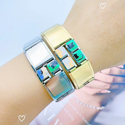 2025 Fashion Functional Elastic Bracelet Modular Bulk Italian Charms Links Fit Bracelet Stainless Steel Jewelry