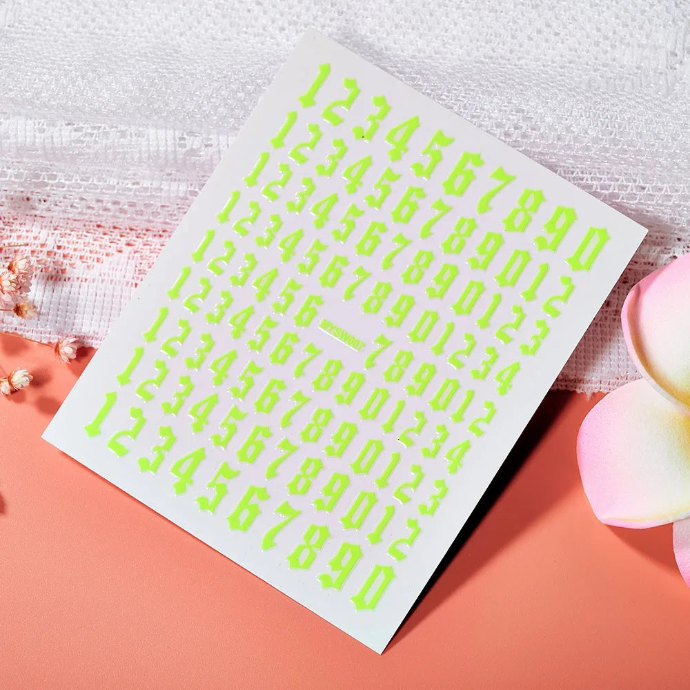 1PC 26-English Alphabet Number 3D Self-adhesive Nail Art Decal Sticker Word Small Letter Nail Decals Sticker Manicure Decorat