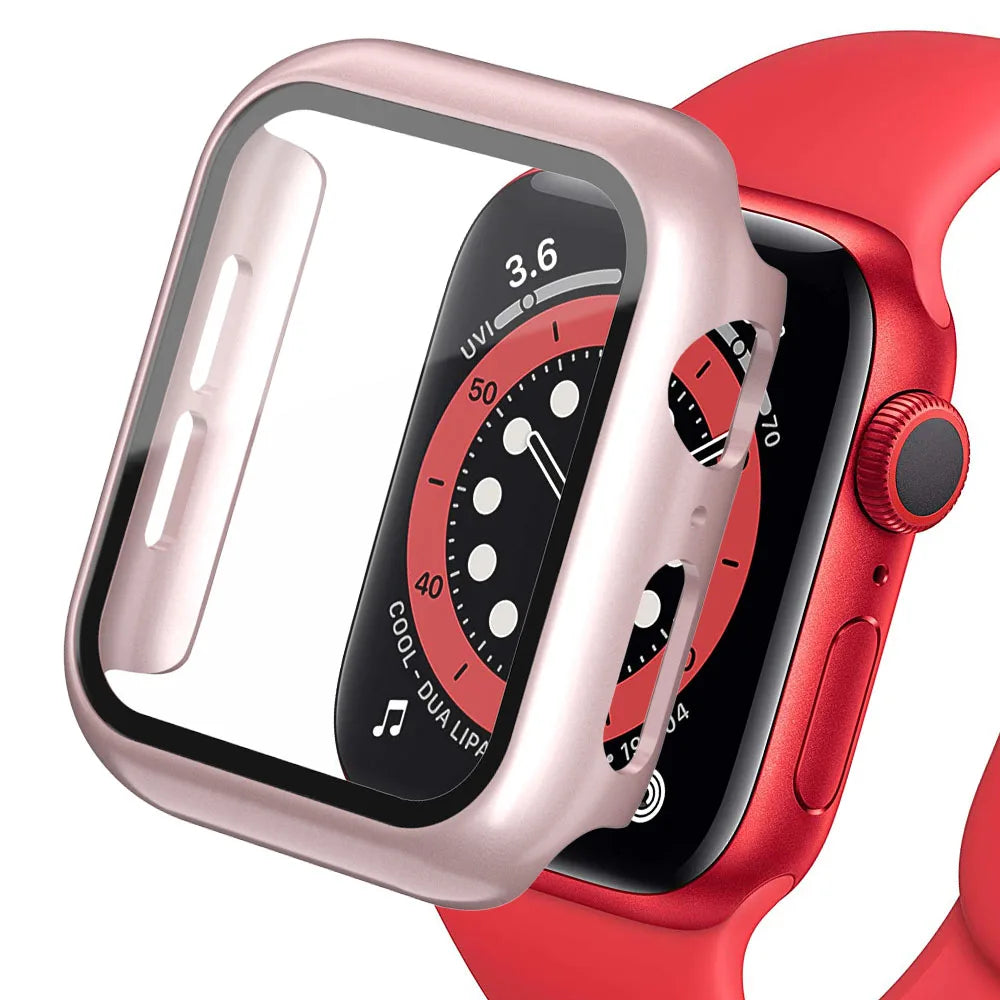 Tempered Glass+cover For Apple Watch Accessories 45mm 41mm 44mm 40mm 42mm Screen Protector Apple watch Case serie 9 4 5 6 SE 