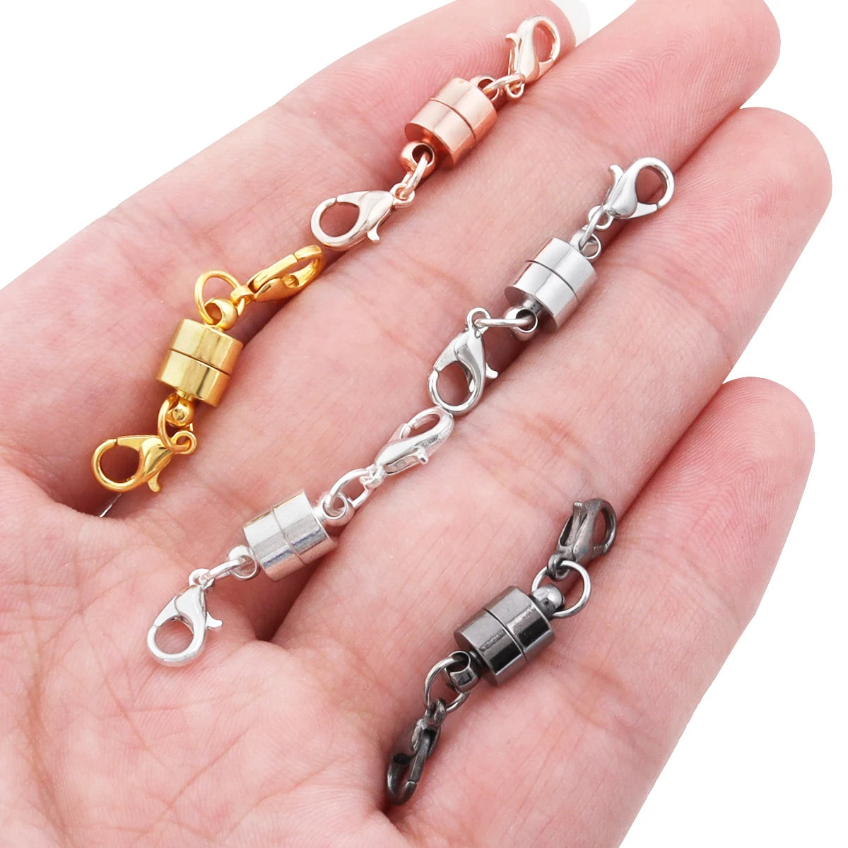 5Sets Strong Magnetic Clasps Copper Double Lobster Clasps Magnet Connectors Buckle Fasteners For DIY Jewelry Making Bracelets