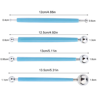 For Embossing Pattern 4 Pcs Point Drill Creasing Pen With DIY Ball Styluses Tools Spiral Double Head Clay Sculpting Tools