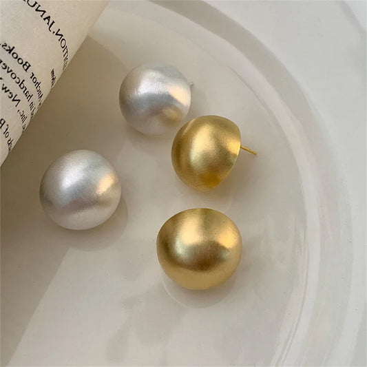 LATS Vintage Exaggerated Personality Semicircle Matte Stud Earrings for Women Temperament Jewelry Party Fashion Accessories G