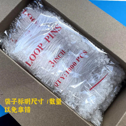 1000PCS 3/5/7/9 Inch Transparent Black Loop Locks Plastic Snap Lock Pins Security Tag Label Tags Fasteners Garments Accessori