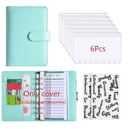 2026 A6 Binder Budget PU Leather PlannerPockets Expense Budget Sheets Notebook Cash Envelope Organizer System with Clear Zipp