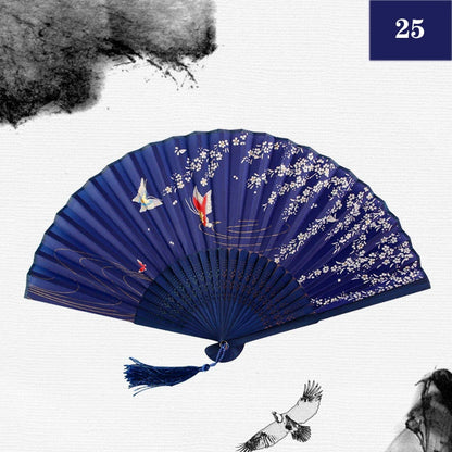Folding Hand Fan Vintage Silk Bamboo Fans Chinese Hand Fans Women Dance Fan Cosplay Wedding Party Props Decor Gift Fan Portab