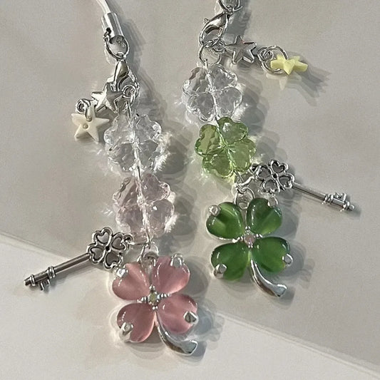 Lucky Leaf Phone Charms Pendant Cute Key Chain Cases For Phone Chain Samsung Schoolbag Books CCD Camera Key Pendant Accessiro