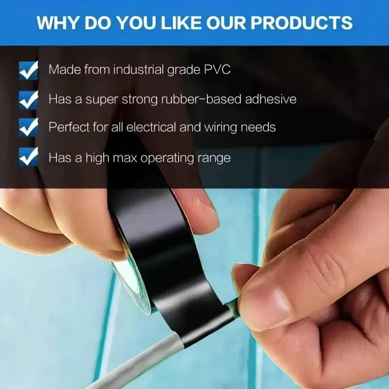 50m high-temperature resistant black rubber electrical tape-durable and soft insulating adhesive, used for industrial, househ