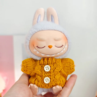 Clothes For Labubu 17cm II Idol Dolls Sitting Party The Monster Outfit Accessories Clothing Lovely Gift Cute Sweater Hat And 