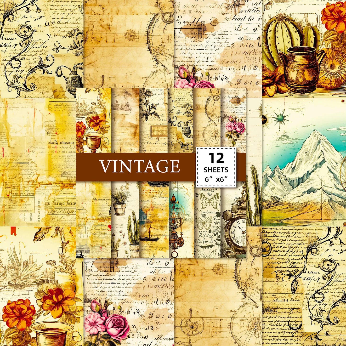 12 Sheet Scrapbooking Paper 15x15cm, Christmas Journal Planner Paper Pad Cardstock Backgrounds Card for DIY Art Craft Decorat