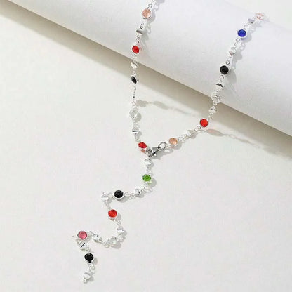 Sexy Long Crystal Lariat Necklace for Women Romantic Gold Color Boho Heart Strip Drop Chain Body Accessories Jewelry Party Gi