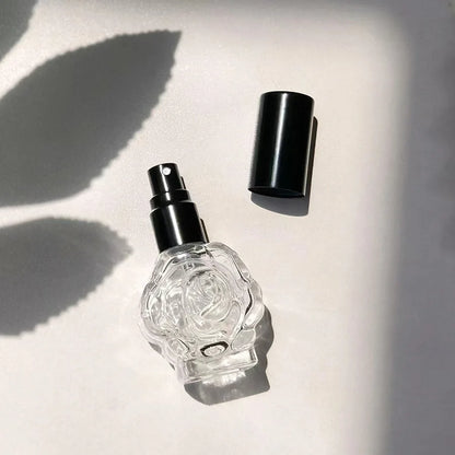 Perfume Bottle 10ML Glass Spray Mini Rose Shape Bottle Empty Cosmetic Alcohol Container Mist Atomizer Travel Simple Sprayer -