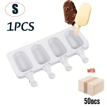 Silicone Ice Cream Popsicle Mold Combination With Ice Cream Stick DIY Chocolate Dessert Maker Ice Cube Tray Mold Homemade Too