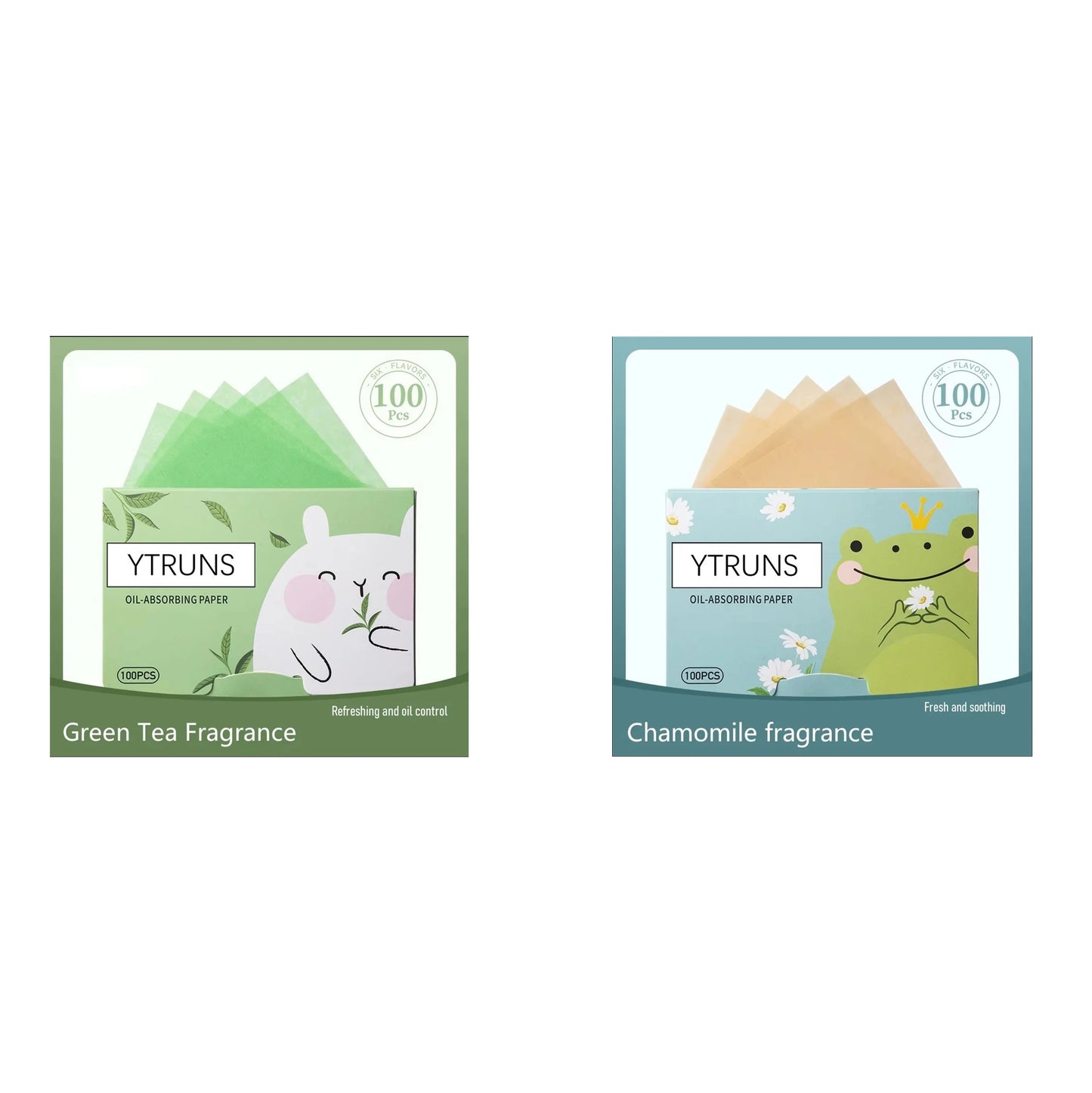 Green Tea/Gardenia/Chamomile/Lavender/Rose/Bamboo Charcoal 100pcs Boxed Fragrance Oil Absorbing Paper for Men and Women Face 
