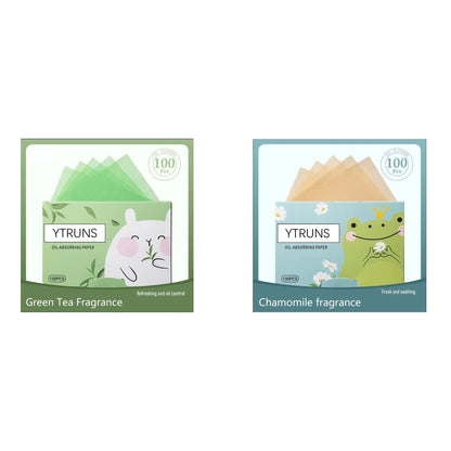Green Tea/Gardenia/Chamomile/Lavender/Rose/Bamboo Charcoal 100pcs Boxed Fragrance Oil Absorbing Paper for Men and Women Face 