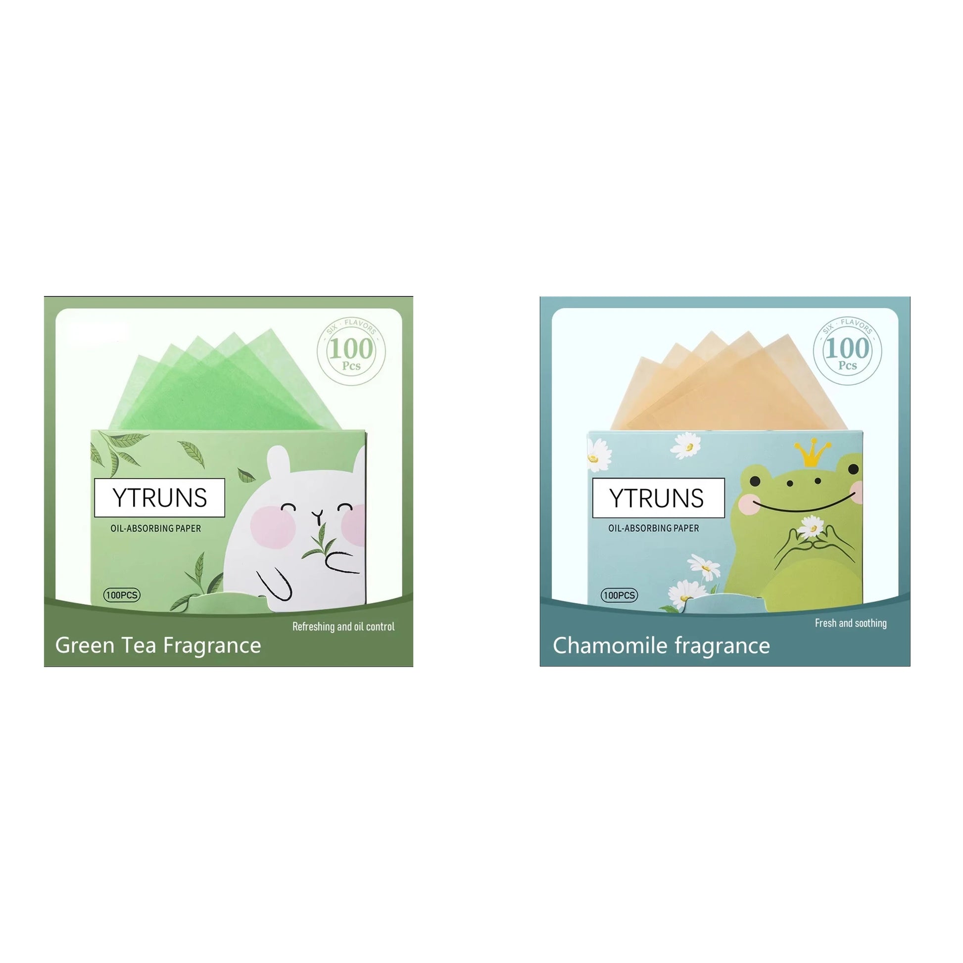 Green Tea/Gardenia/Chamomile/Lavender/Rose/Bamboo Charcoal 100pcs Boxed Fragrance Oil Absorbing Paper for Men and Women Face 