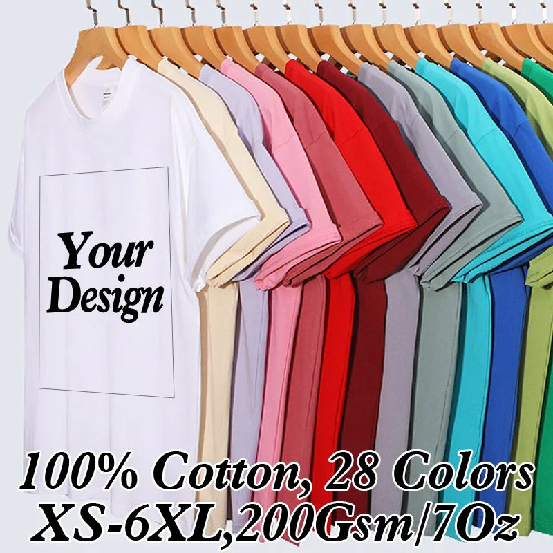 Custom T-shirt Print 100% Cotton Tee Men Women Customized T-shirt Diy Your Own Design Photo Text Unisex Tops Personalized Gif