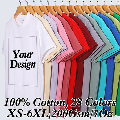 Custom T-shirt Print 100% Cotton Tee Men Women Customized T-shirt Diy Your Own Design Photo Text Unisex Tops Personalized Gif