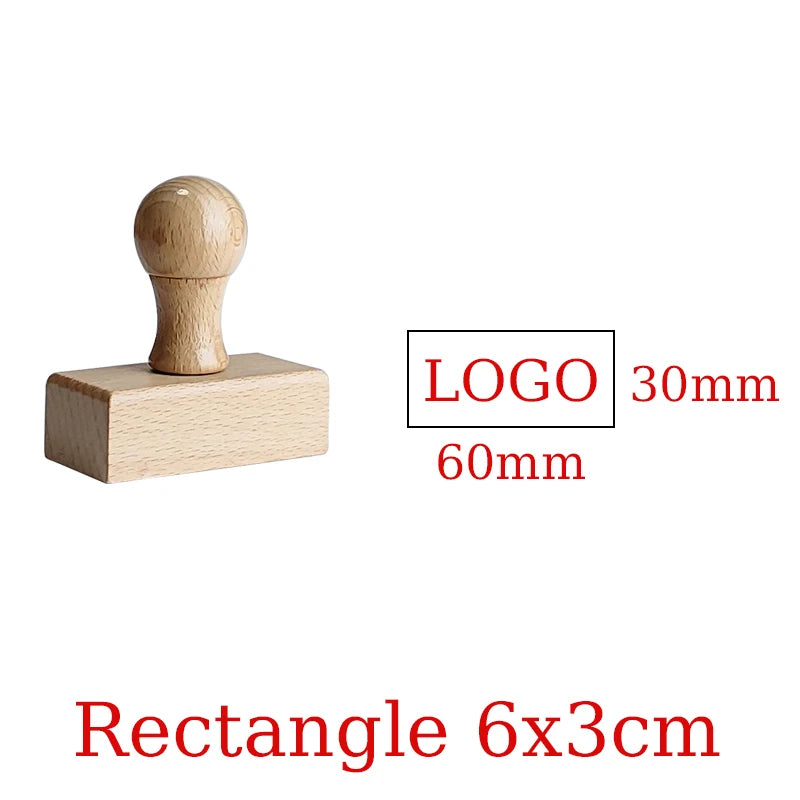 LOGO Custom Wooden Rubber Stamp Personalized Name Stamp Business Logo Customization for Office Craft DIY | Free Design - Rect
