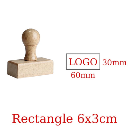 LOGO Custom Wooden Rubber Stamp Personalized Name Stamp Business Logo Customization for Office Craft DIY | Free Design - Rect