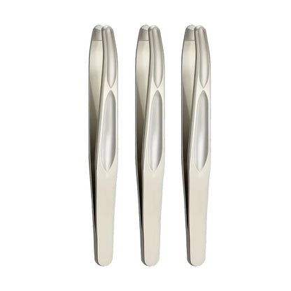 Premium Round Head Tweezers for Eyebrow & Facial Hair Removal Seamless Clips Short Hair Precision Beard Clip - Light Golden 3