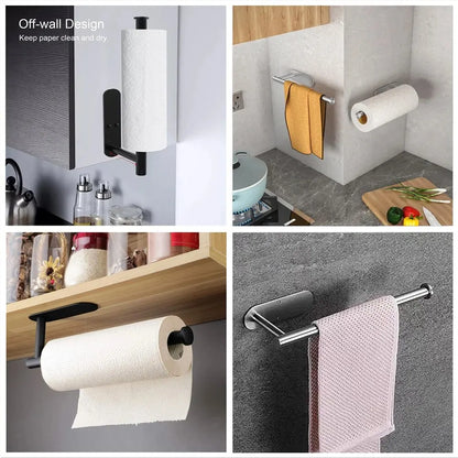 Kitchen Paper Towel Holder Adhesive Tissue Hanger Toilet Roll Paper Dispenser Cabinet Storage Napkin Rack Bathroom Accessorie