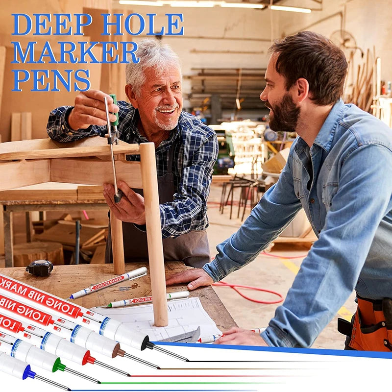 iLMH 4-40Pcs Deep Hole Long Nib Head Marker For Metal Perforating Pen Waterproof Bathroom Woodworking Decor Multi-Purpose Too