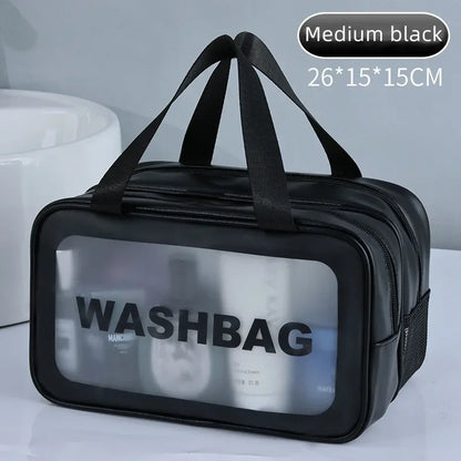 Dry-wet separation double transparent PU makeup bag portable washing bag cosmetic storage bag travel fitness swimming essenti
