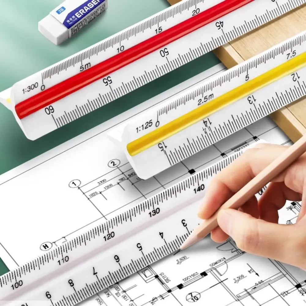 Three-edge scale triangle large-scale drawing indoor architectural drawing magnifying ruler parallel t-shaped garment design 