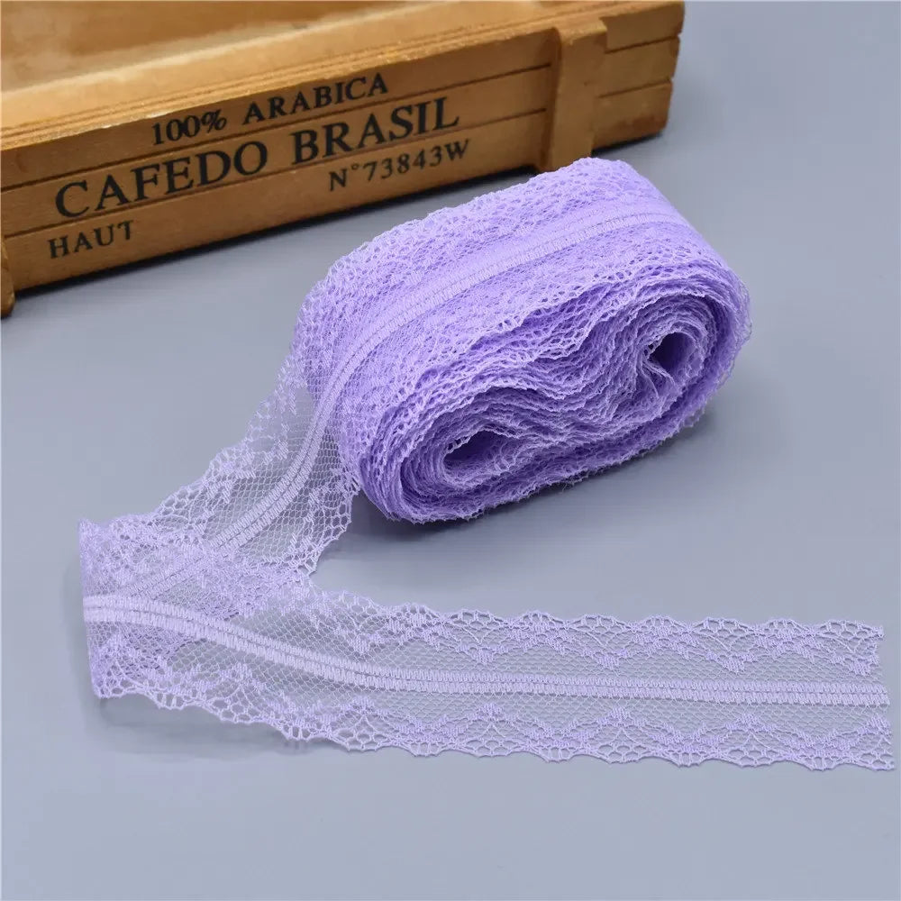 10Yards Lace Ribbon 40mm Wide White African Lace Fabric for Sewing Clothes Embroidered Lace for Crafts Trim Underwear Diy Tul