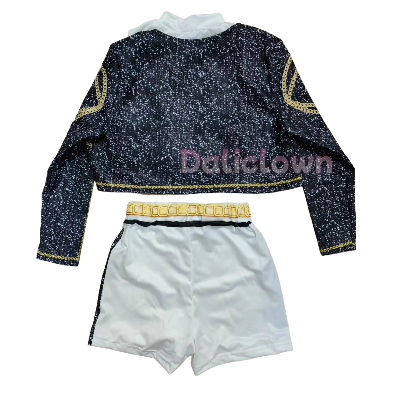 Kids Anime Cosplay Girl Costume Group Idol Singer Performance Show Black Golden Costume Child Halloween Party Clolthes Outfit