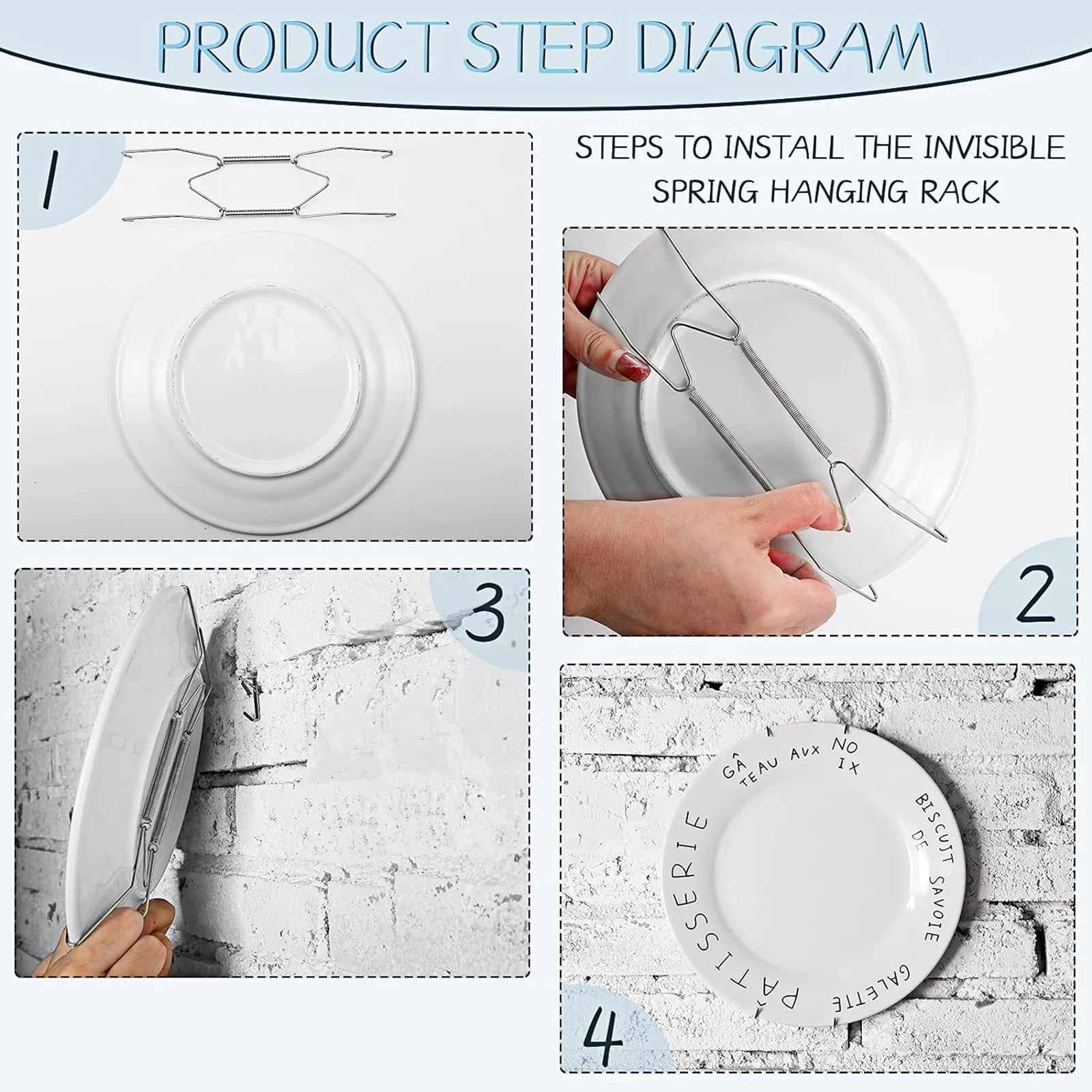 Plate Hanger for Wall Durable Dish Display Holders Plate Spring Hook Holder for Antique China Art Supplies Antique Plates