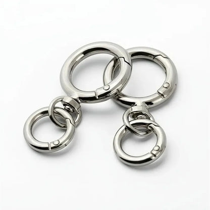 2Sets Round Spring Snap Carabiner Clip O Rings Swivel Trigger Hook Metal Clasps Keychain for Handbag Lanyards DIY Crafts