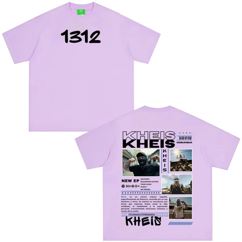 Rapper KHEIS Album Tour Graphics T-shirt Men Women Fashion Hip-hop T-shirts Short-sleeved Loose Casual Cotton Comfort T-shirt