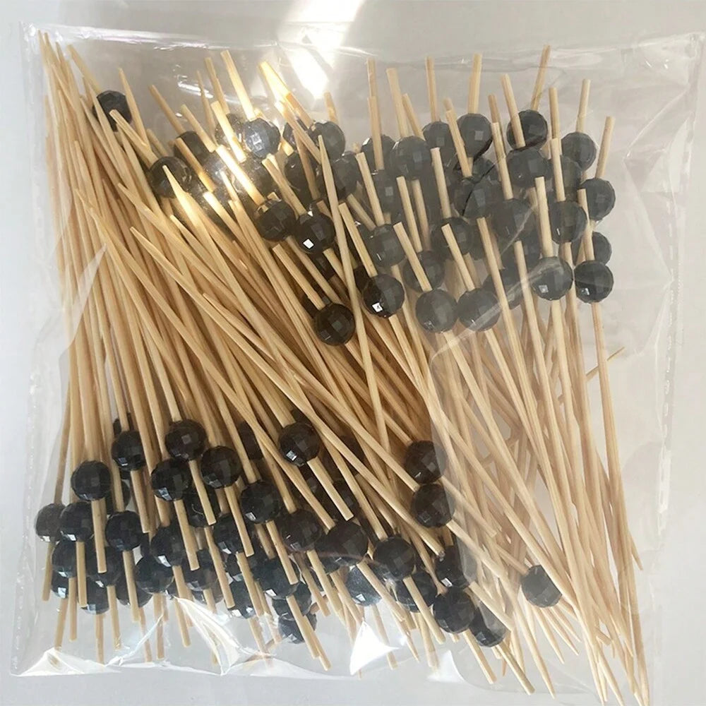 100pcs /50pcs Bamboo Fruit Fork Cocktail Prikker Skewers Disposable Fruit Fork Cocktail Prikkers Forks Food Picks Wedding Par