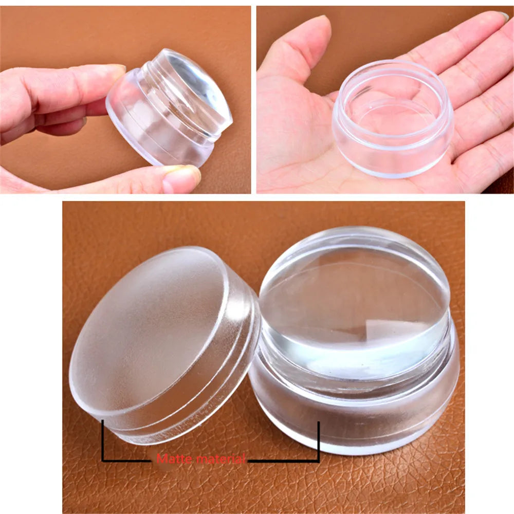 Round Silicone Stamper Transparent Stemple Do Paznokci for Nail Decoration Fashion DIY Stamp for Nails Stamping Art