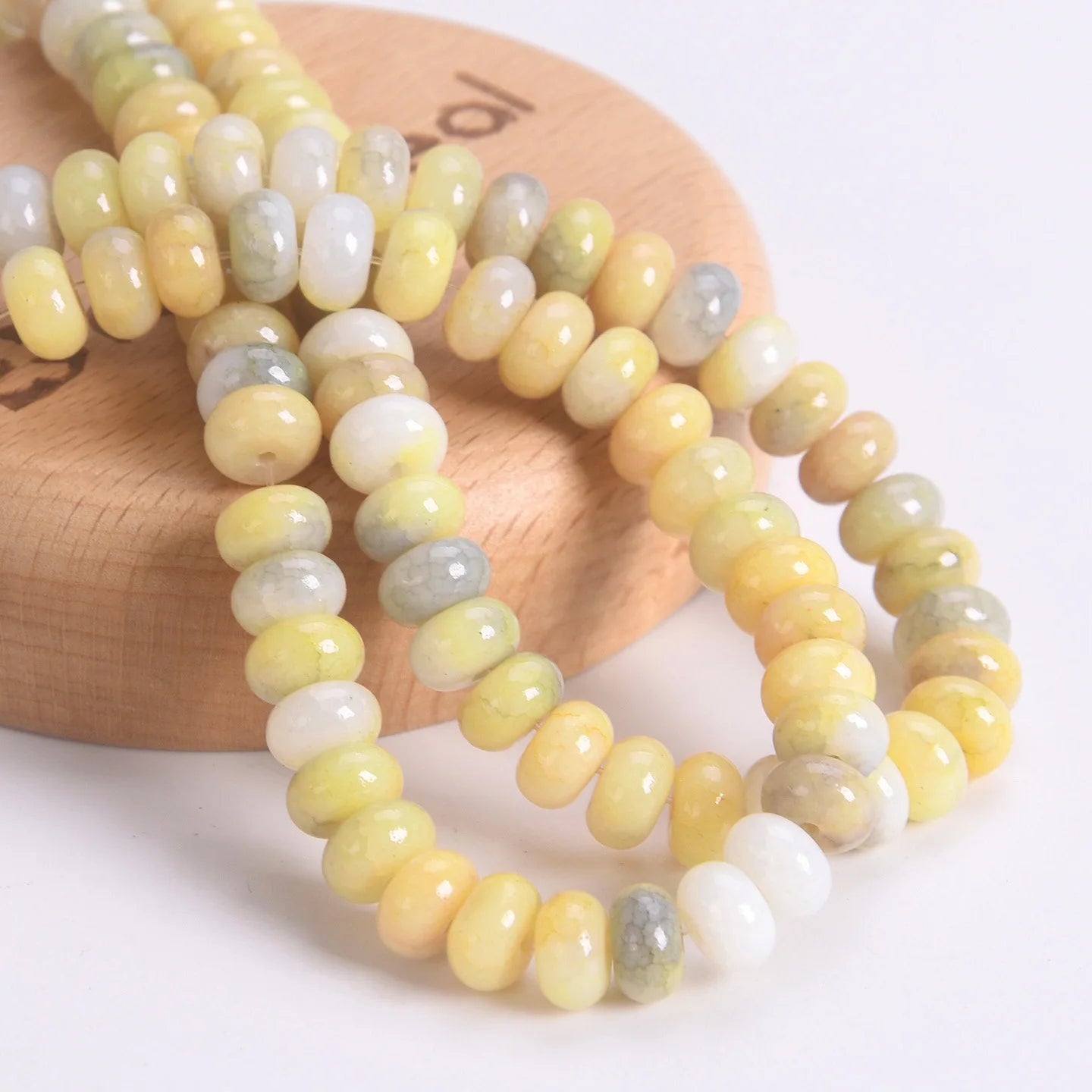 50pcs Mixed Colors Rondelle Shape 8x5mm Opaque Glass Loose Spacer Beads Lot For Jewelry Making DIY Bracelet Findings - Light 