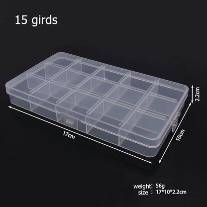 6–32 Compartment Plastic Storage Organizer Box for Beads, Jewelry & Craft Supplies - 15 girds