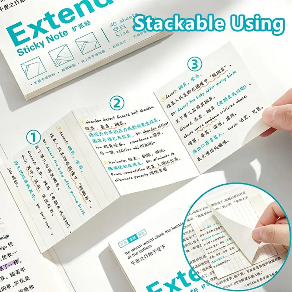 Lined/Blank/Grid Sticky Notes Clear See-Through No Blocking Text Extend Sticky Notes Self-Adhesive Memo Pads Gift