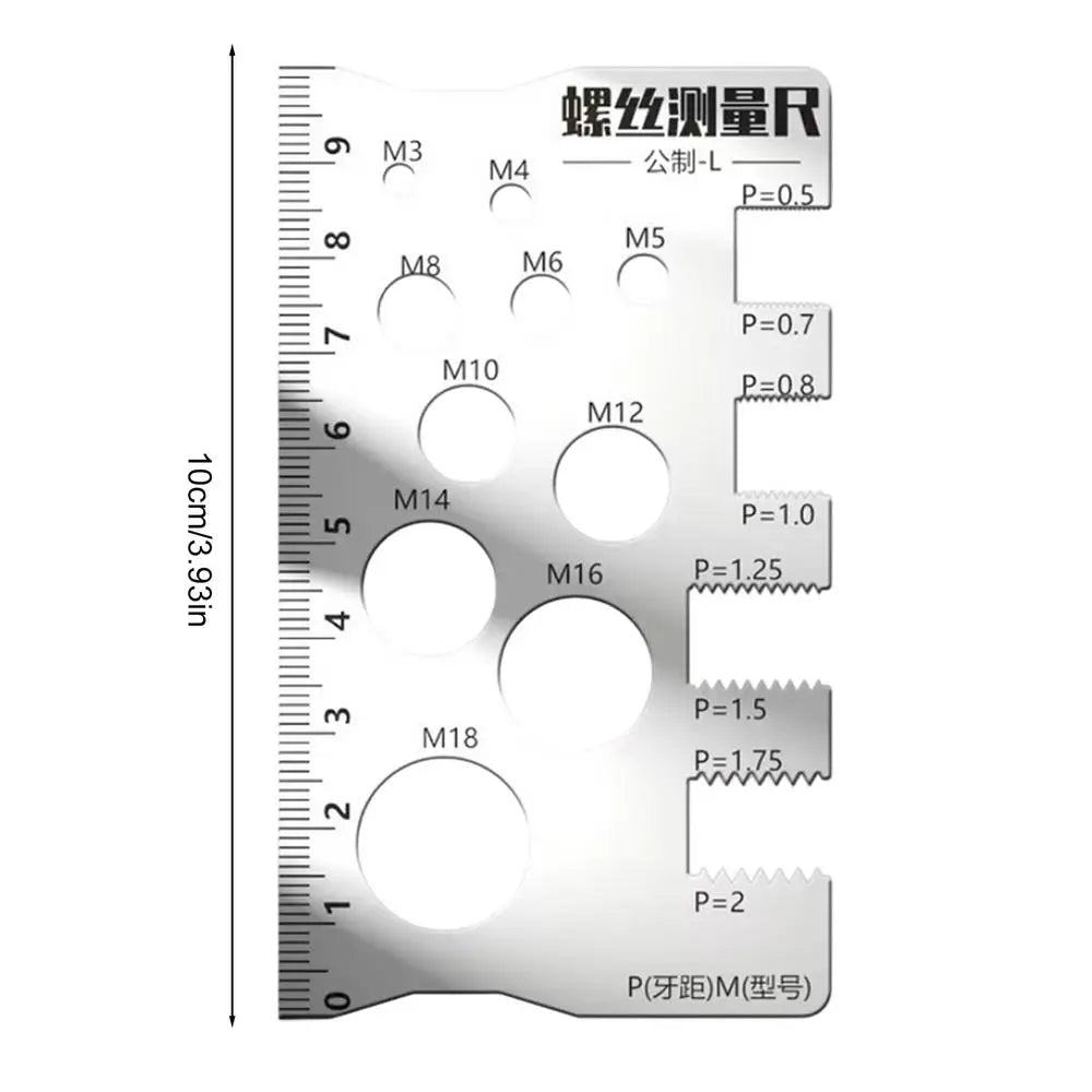 Screw Thread Pitch Gauge Ruler Measuring Tool Bolt Nut Metric Machining Threads Screw Cutting Gauge Angle Model Measuring - s
