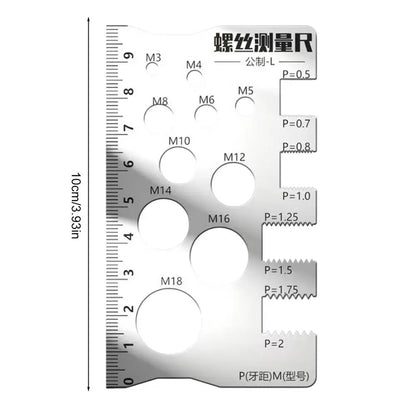 Screw Thread Pitch Gauge Ruler Measuring Tool Bolt Nut Metric Machining Threads Screw Cutting Gauge Angle Model Measuring - s